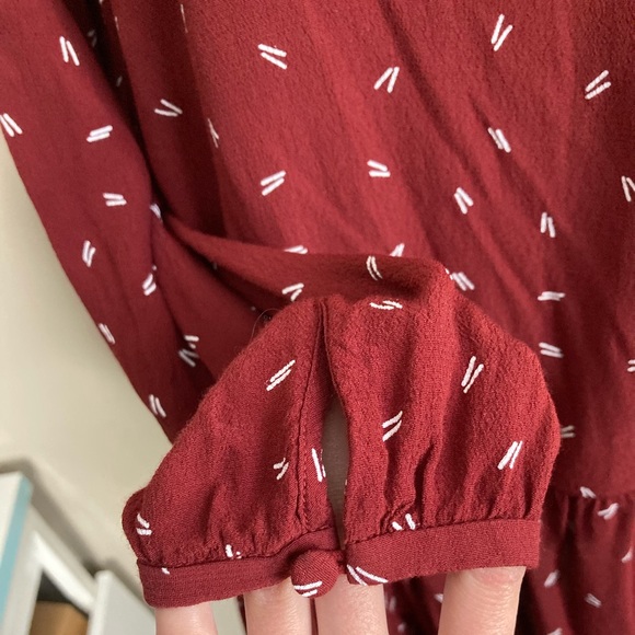 Loft Burgundy High Neck Swing Mini Dress - Picture 2 of 4